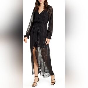 Chelsea28 Black Long Sleeve Polka Dot Dress